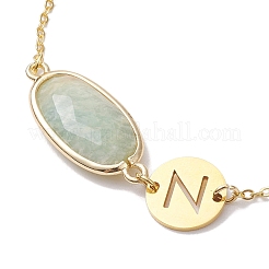 Braccialetti a maglie ovali sfaccettate con amazzonite naturale&nbsp;BJEW-JB10263-03