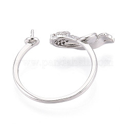 Fisch Messing Micro Pave klare Zirkonia Manschettenring-Einstellungen&nbsp;KK-T076-52P