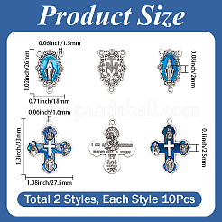 10 pieza de aleación religiosa esmaltada azul ovalada con componentes de araña virgen.&nbsp;FIND-SC0024-36