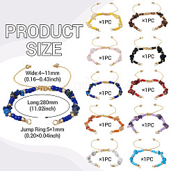 10 Stück 10 Stile natürliche & synthetische gemischte Steinsplitter & Glasperlen geflochtene Armbandherstellung&nbsp;AJEW-TA00055