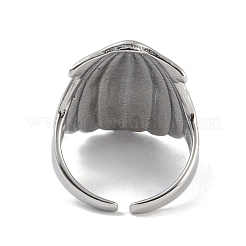 Offener Manschettenring aus 304 Edelstahl in Muschelform für Damen&nbsp;RJEW-Z037-01P