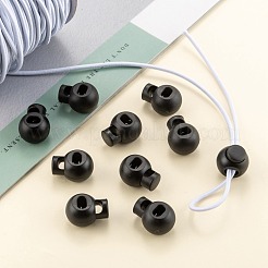 1 trou en fer teint à ressort chargé en plastique écologique boucle ronde cordon à bascule serrure à haricots bouchons pour sangles de sac à dos de bagages de sportwear&nbsp;FIND-E004-60B-15mm
