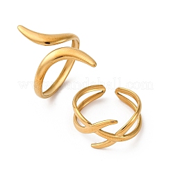 2 Stück verstellbare Manschettenring-Sets aus 304 Edelstahl für Damen&nbsp;RJEW-Z099-02G