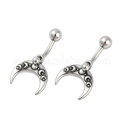 Halbmond 316 chirurgischer Edelstahl baumelnde Bauchnabelringe&nbsp;EJEW-G416-17AS