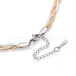 Colliers à chaîne à chevrons tressés en acier inoxydable 304 de 5 mm&nbsp;NJEW-N058-04GPRG