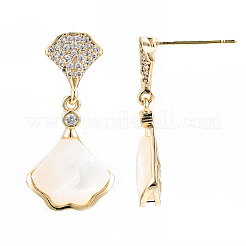 Boucle d'oreille en laiton micro pave clair zircone&nbsp;KK-S356-353-NF