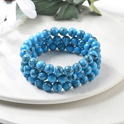 Bracelets extensibles en jaspe turquoise synthétique&nbsp;BJEW-K212-B-022