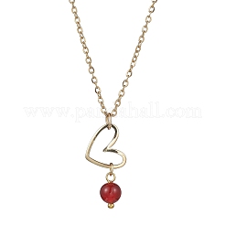 Colliers à pendentif en pierres précieuses naturelles mélangées et en forme de cœur avec chaînes câblées en laiton doré&nbsp;NJEW-JN04618