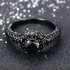 Anelli per dita in ottone tondo piatto con strass&nbsp;FS-WG232E0-02