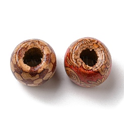 100 pièce de perles teintes en bois imprimées&nbsp;WOOD-P019-01C