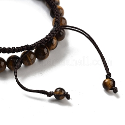 Braccialetti elasticizzati con perline rotonde naturali in occhio di tigre e braccialetti con perline intrecciate&nbsp;BJEW-K251-04C