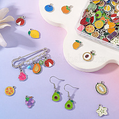 120 Stück 30 Stile Obstlegierung Emaille Charms&nbsp;ENAM-TA0003-42