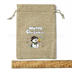 12 Stück 12 Stile Weihnachtsdruck Sackleinen Verpackungsbeutel Kordelzugbeutel&nbsp;ABAG-FS0001-03B