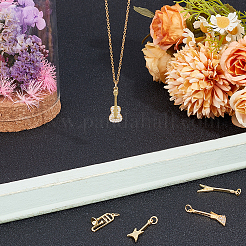 5 pz. 5 pendenti in ottone placcato con micro pavé di zirconi cubici trasparenti a forma di strumento musicale&nbsp;KK-BBC0012-92