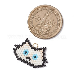 5 pendentif en forme de tête de chat fait à la main en perles de verre de 5 couleurs&nbsp;PALLOY-MZ00933