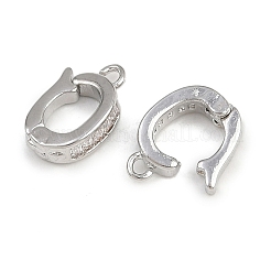 Fermagli pieghevoli ovali in ottone micro pavé di zirconi cubici trasparenti&nbsp;KK-A269-42P
