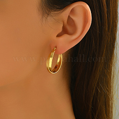Boucles d'oreilles créoles minimalistes en acier inoxydable avec anneau croisé&nbsp;FU4136