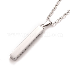 Rechteckige Halskette mit Anhänger aus 304er Edelstahl mit der Aufschrift „Ich liebe dich“ und einer Kabelkette aus Legierung für Frauen&nbsp;NJEW-M192-01P