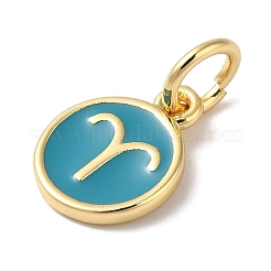 Véritables breloques en émail en laiton plaqué 18k or véritable&nbsp;KK-L216-001G-J05
