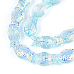 Hebras de cuentas de vidrio electrochapado transparente&nbsp;GLAA-T023-40A-03