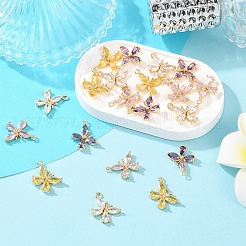 4 pièces 4 couleurs laiton micro pavé pendentifs zircone cubique&nbsp;KK-YW0003-85