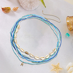 6 ensemble de 6 chaînes de taille bohèmes en coquillage naturel et perles en plastique&nbsp;AJEW-CP0011-36