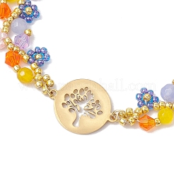 Bracelets de perles de rocaille en verre à fleurs colorées pour femmes&nbsp;BJEW-MZ00068