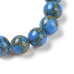 Braccialetti elasticizzati con perline rotonde turchesi sintetiche (tinte).&nbsp;G-U005-01C-06