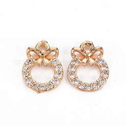 Placage de crémaillère en laiton micro pavé breloques en zircone cubique claire&nbsp;LS-KK-T060-14-RS
