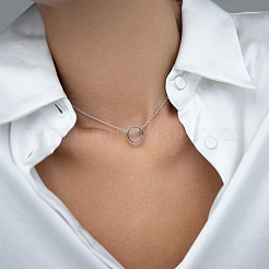 Collar de círculo geométrico de plata esterlina s925&nbsp;HU0319
