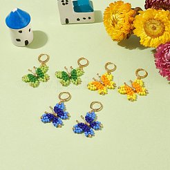 3 paio di orecchini a leva pendenti con farfalla intrecciata in vetro a 3 colori&nbsp;EJEW-TA00127