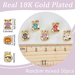 16 Stück Rack-Plating echte 18k vergoldete Messing-Emaille-Perlen&nbsp;FIND-SC0001-76