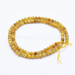 Brins de perles d'oeil de tigre d'or naturel&nbsp;G-K203-84-4mm