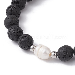 Armband aus gefärbtem natürlichem Lavagestein und Perlenperlen&nbsp;BJEW-JB10053-01