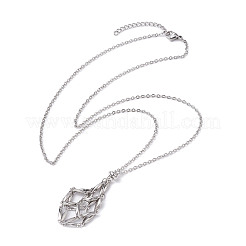 Pochette en macramé en acier inoxydable 304 résistant au ternissement&nbsp;NJEW-JN04441-02
