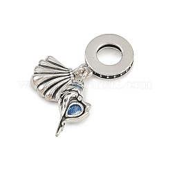 925 Sterling Silber Pavé Himmelblau Zirkonia europäischen Anhänger&nbsp;KK-P324-11P