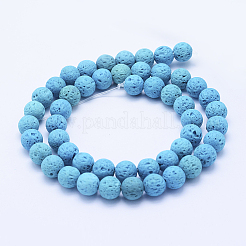 Brins de perles de pierre de lave naturelle&nbsp;G-F531-6mm-G04