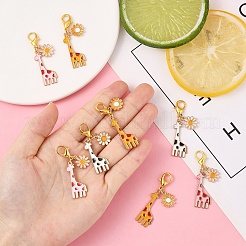 5 pendentif décoratif en alliage émaillé en forme de girafe&nbsp;HJEW-YW00094-01