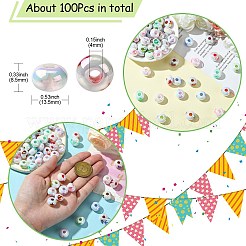 100 pièce de perles acryliques arc-en-ciel plaquées UV&nbsp;PACR-CJ0001-35