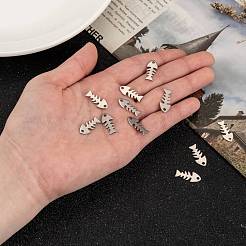 Pendentifs en acier inoxydable 201 résistants au ternissement en forme d'arête de poisson&nbsp;STAS-R071-19