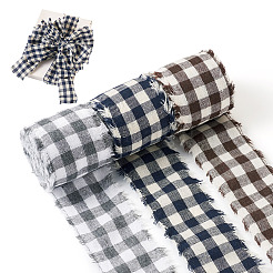 3 rouleau de ruban effiloché en coton et lin tartan&nbsp;OCOR-TAC0035-11B