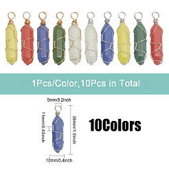 10 pz 10 colori pietra luminosa sintetica doppio terminale pendenti a punta tinti&nbsp;G-CA0001-71