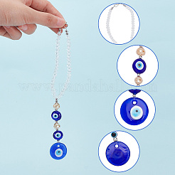 Ahademaker 2 pièces 2 style perles de verre turc bleu mauvais œil suspendu pendentif&nbsp;KEYC-GA0001-30