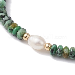 Natürliche afrikanische Jade-Unterlegscheibe und Perlen-Stretch-Armbänder&nbsp;BJEW-JB09918-03