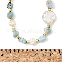 Braccialetti con pepite di larimar naturale&nbsp;NJEW-JN06574-02