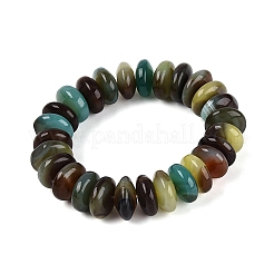 Braccialetti elasticizzati unisex con perline rondelle in agata naturale (tinta e riscaldata).&nbsp;BJEW-Q101-03B