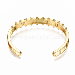 Bracelets de manchette en laiton avec micro-pavé de zircone cubique transparent&nbsp;BJEW-N302-006B-NF