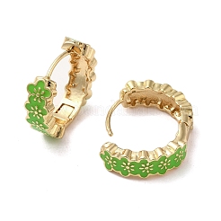 Orecchini a cerchio in ottone dorato a forma di fiore&nbsp;EJEW-L268-015G-02