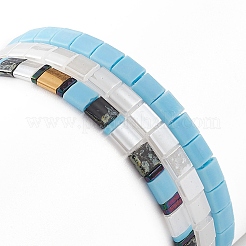 Set di braccialetti elasticizzati con perline rettangolari di semi di vetro in stile 3 pz&nbsp;BJEW-JB09037