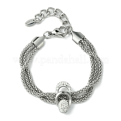 Bracciale multifilo a triplo strato con catene popcorn in acciaio inossidabile 304&nbsp;BJEW-Q775-09P